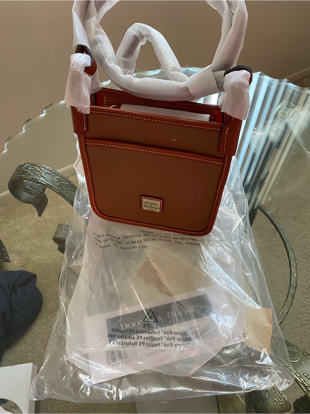 Dooney & Bourke Brown Crossbody with Orange Trim